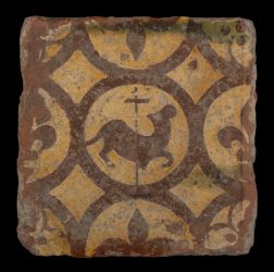 Floor tile depicting Lamb of God 