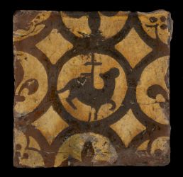 Floor tile depicting lamb of God