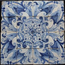 Panel of 16 Portuguese tiles