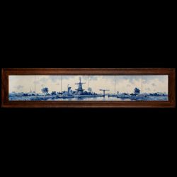 A Porceleyne Fles Delft hand-painted horizontal tile panel 